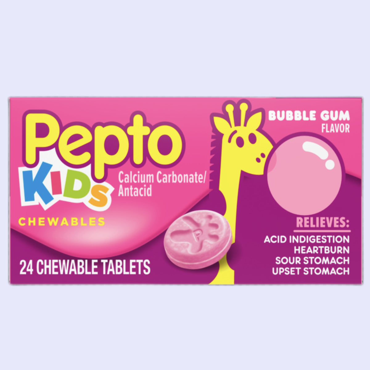 Pepto Bismol Kids Chewable Tablets Bubblegum- Treats Upset Stomach